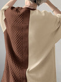 Mens Contrast Patchwork Texture Drop Shoulder T-Shirt SKUK46452