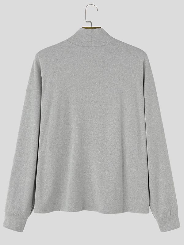 Men's Japanese Workwear City Walk Asymmetric Flap Cargo Pocket Mock Neck Sweatshirt SKUL85950