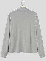Men's Japanese Workwear City Walk Asymmetric Flap Cargo Pocket Mock Neck Sweatshirt SKUL85950