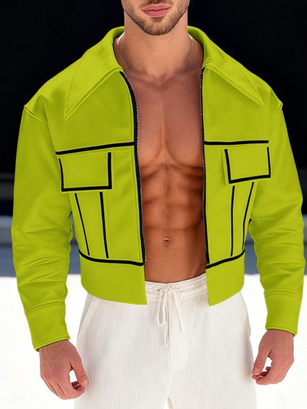 Men's Contrast Line Long Sleeve Jacket SKUL48869