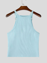 Men's Y2K Gender-Fluid Hardware Strap Ribbed Crop Tank SKUL73610