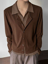 Men's Faux Two Piece Contrast Long Sleeve Cardigan SKUL50090