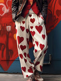 Mens Love Print Elastic Waist Casual Pants SKUK52905