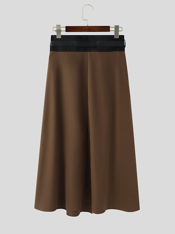 Men's Solid Color Buckle Belt Skirt SKUL50032