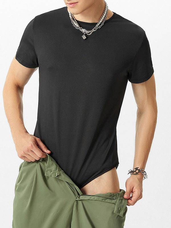 Mens Sexy Solid Color Slim-Fit Bodysuit SKUE53608