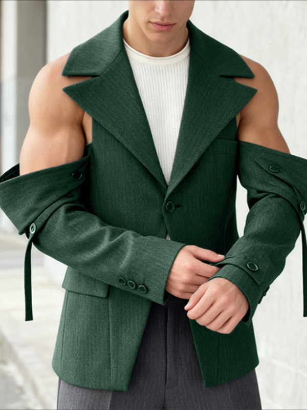 Men's Deconstructed Hollow Long Sleeve Blazer SKUL42553