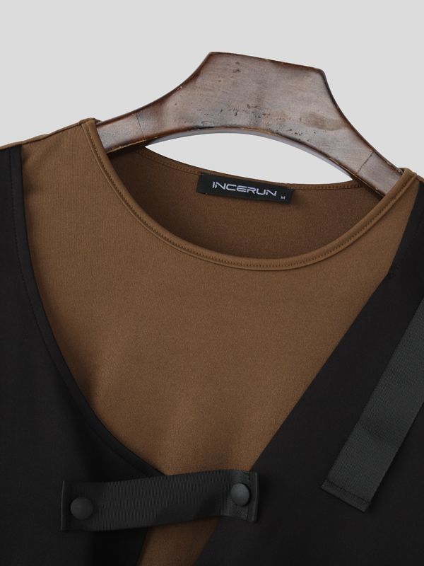 Men's Deconstructed Color Block Patchwork Two Pieces Outfit SKUL45387