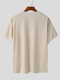 Mens Solid Waffle Knit Casual Henley Shirt SKUK40285