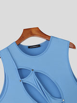 Men's Solid Color Irregular Cut Casual Tank SKUL25110