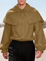 Men's Solid Color Layered Long Sleeve Shirt SKUL41159