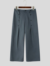 Men's Vintage Double-Breasted Button High-Waist Wide-Leg Pant SKUL72572