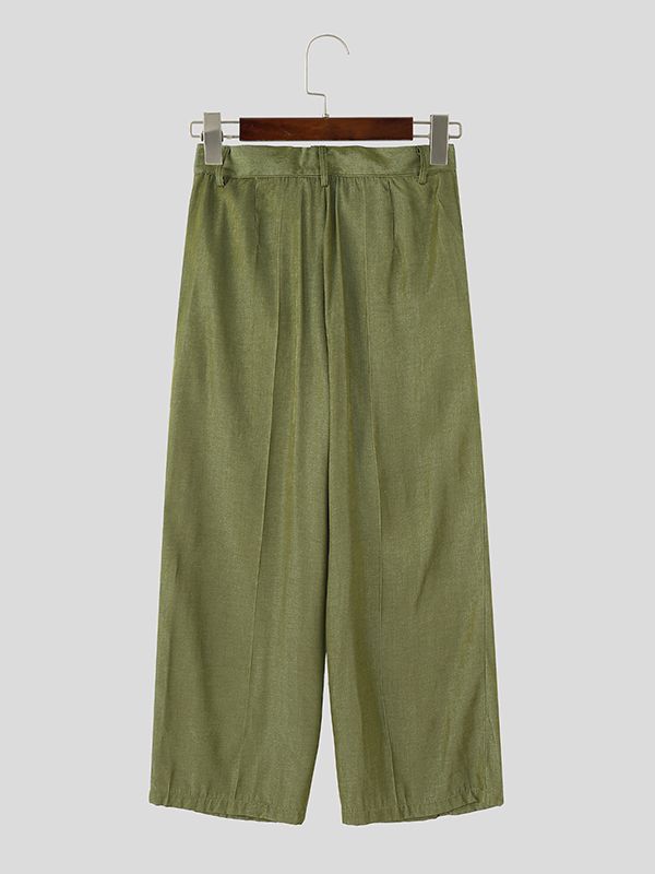 Men's Modernized Frog Buttons Straight Wide-Leg Cut Pant SKUL59499