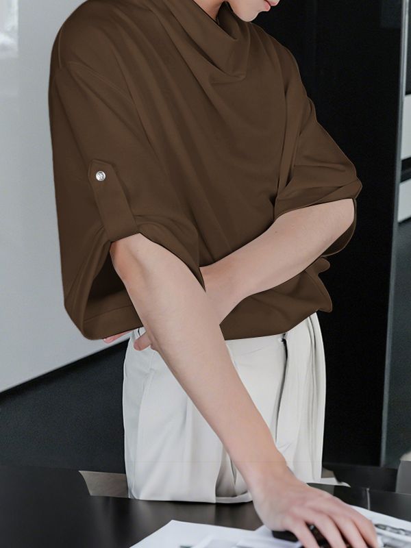 Men's Loose Slouchy Neck Half Sleeve Shirt SKUL38093