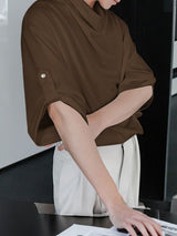 Men's Loose Slouchy Neck Half Sleeve Shirt SKUL38093