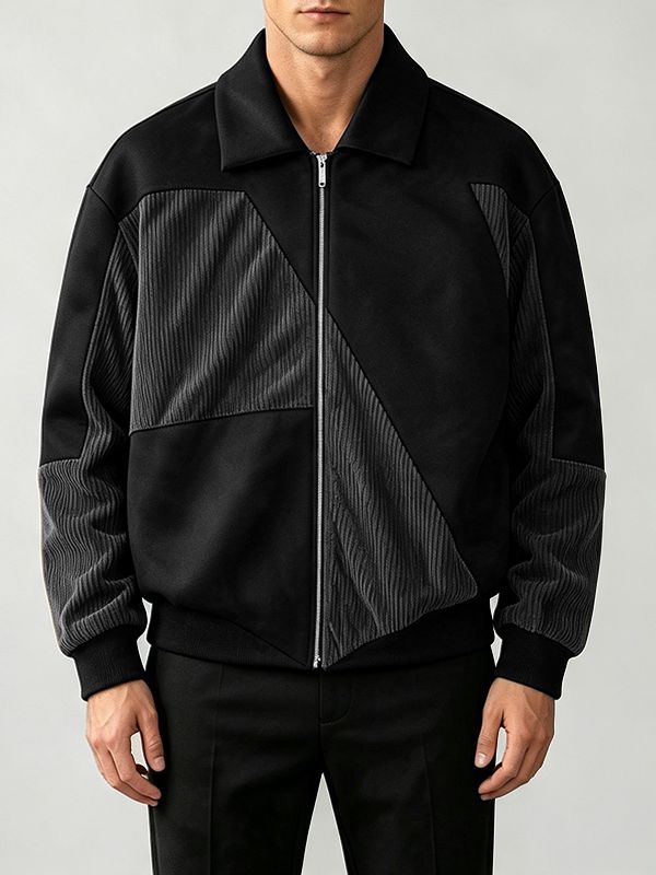 Men's Colorblock Corduroy Long Sleeve Jacket SKUL30494