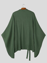 Men's Avant-Garde Early Autumn Cross Wrap Flare Sleeve Shirt SKUL81156