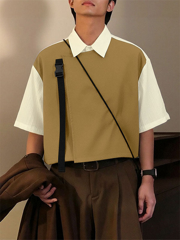 Men's Faux Two Piece Contrast Color Half Sleeve Shirt SKUL41270