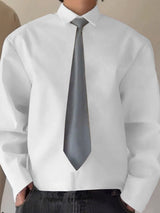 Men's Solid Tie-Shaped Cut Long Sleeve Shirt SKUL34010