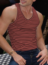 Mens Striped Colorblock Casual Tank SKUL03123
