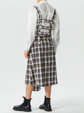 Mens Plaid Pleated Buckle Design Overall Skirt SKUK33424