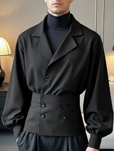 Men's Solid Waist Long Sleeve Shirt SKUL40547