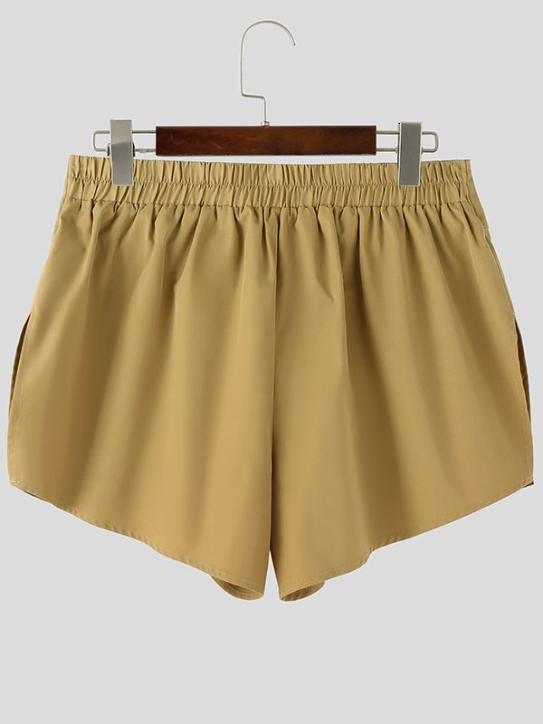 Men's Solid Color Loose High Waist Slit Short SKUL51927