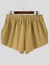 Men's Solid Color Loose High Waist Slit Short SKUL51927