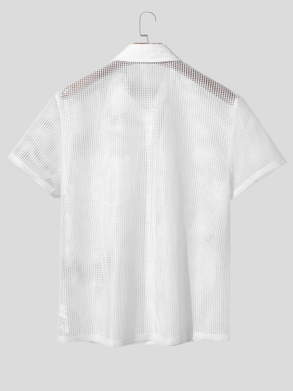 Men's Sheer Mesh Casual Two Pieces Outfit SKUL20265