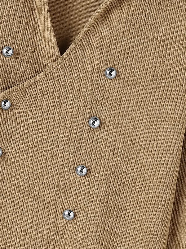 Men's Avant-Garde Early Autumn Military Button Cross Wrap Muscle Slim Long Sleeve Deep V-Neck Sweater SKUL80555