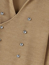 Men's Avant-Garde Early Autumn Military Button Cross Wrap Muscle Slim Long Sleeve Deep V-Neck Sweater SKUL80555