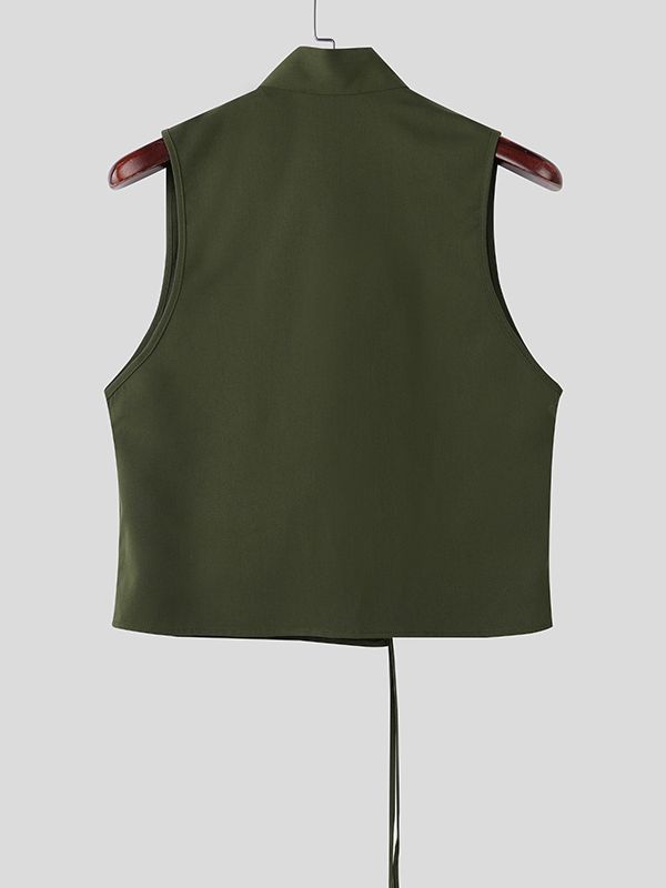 Men's Deconstructed Solid Color Sleeveless Waistcoat SKUL41423