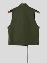 Men's Deconstructed Solid Color Sleeveless Waistcoat SKUL41423