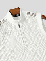 Men's Sheer Mesh Hollow Out Zip Up Tank SKUL56665