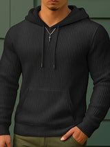 Men's Solid Corduroy Hooded Long Sleeve Hoodie SKUL28220