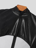 Mens Glitter Patchwork Cutout See Through Bodysuit SKUK39948