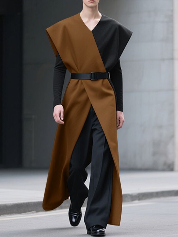 Men's Colorblock Split Hem Sleeveless T-Shirt SKUL35381