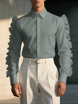 Men's Ruffle Patchwork Long Sleeve Shirt SKUL42560