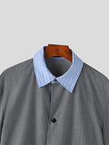 Mens Striped Patchwork Lapel Casual Shirt Blazer SKUK34635