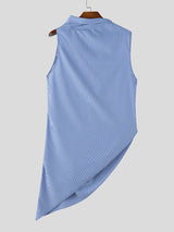 Men's Avant-Garde Asymmetrical Cowl Neck Draped Textured Longline Tank SKUL60004