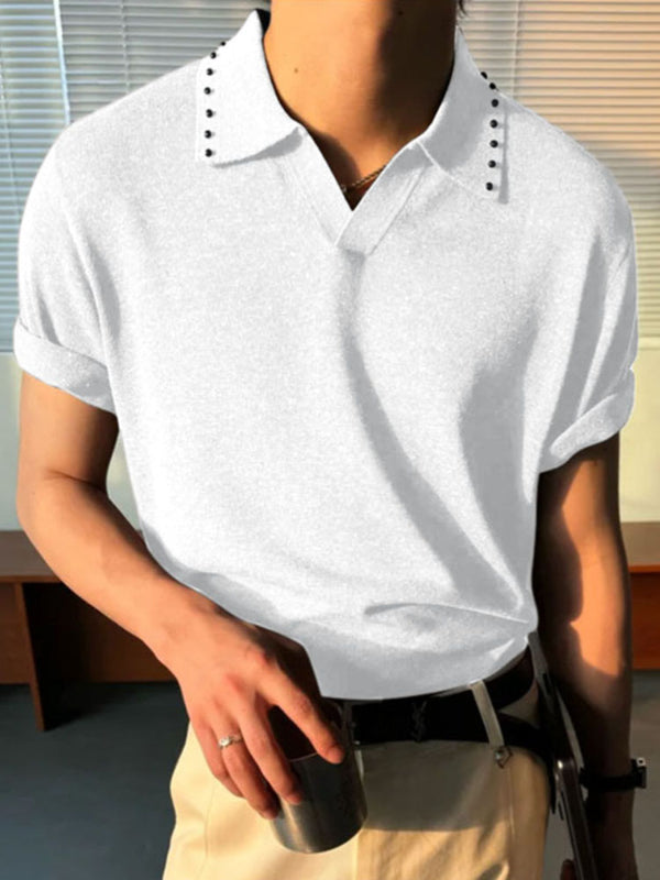 Men's Solid Color Lapel Casual Shirt SKUL23767