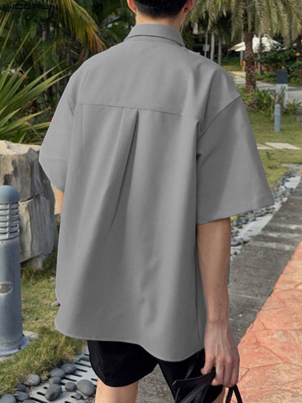 Men's Irregular Hem Short Sleeve Shirt SKUL30471
