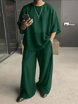 Men's Solid Color Semi Sheer Casual Two Pieces Outfit SKUL53020