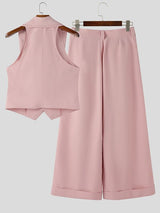 Men's Floral Embroidery Turn Down Collar Two Pieces Outfit SKUL38945