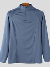 Men's Solid Color Zip Long Sleeve T Shirt SKUL35283