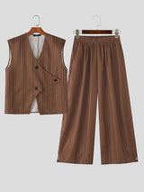 Men's Striped Irregular Two Pieces Outfit SKUL37251