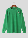 Mens Solid Button Design Knit Pullover Sweater SKUK39004
