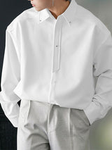 Men's Solid Color Deconstructed Long Sleeve Shirt SKUL47604