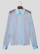 Men's Avant-Garde Sheer Organza Bishop Sleeve Romantic Regency Shirt SKUL56302