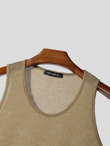 Men's Vintage Casual Slub Textured Knit Fitted Muscle Tank SKUL69705