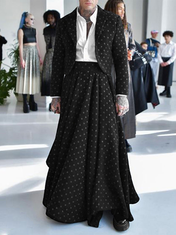 Men's Polka Dot Print Irregular Hem Two Pieces Outfit SKUL25725